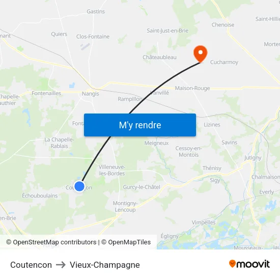Coutencon to Vieux-Champagne map