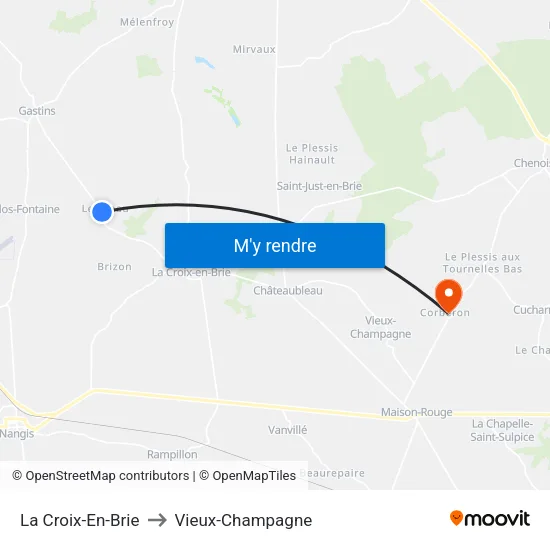 La Croix-En-Brie to Vieux-Champagne map