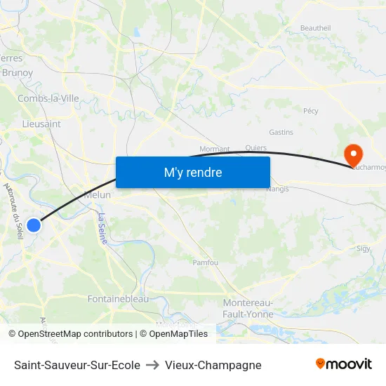 Saint-Sauveur-Sur-Ecole to Vieux-Champagne map