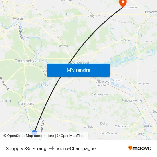 Souppes-Sur-Loing to Vieux-Champagne map