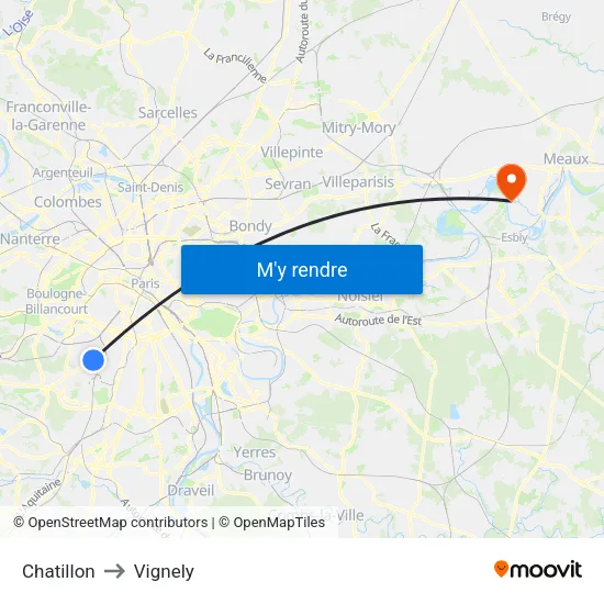 Chatillon to Vignely map