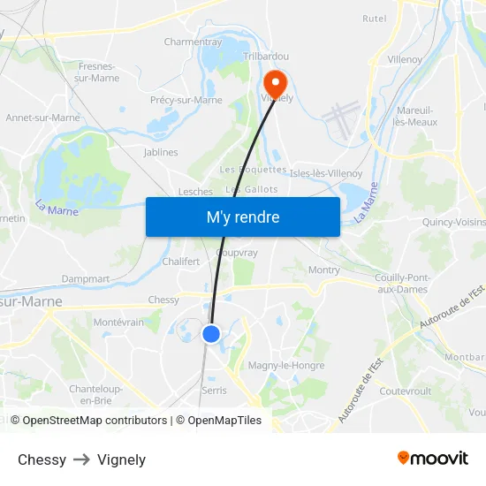 Chessy to Vignely map