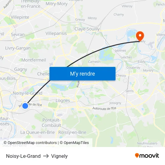 Noisy-Le-Grand to Vignely map