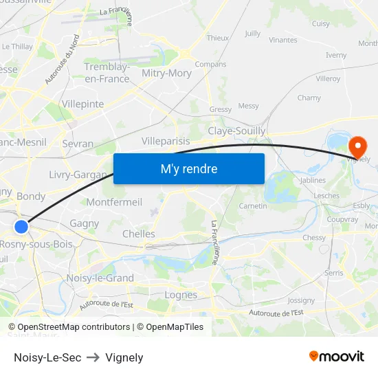 Noisy-Le-Sec to Vignely map