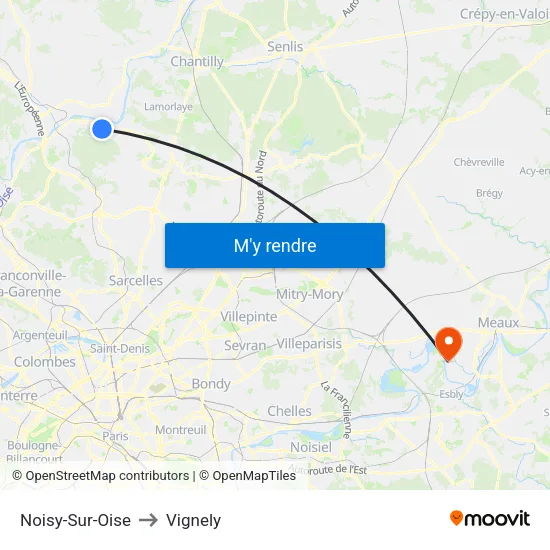 Noisy-Sur-Oise to Vignely map