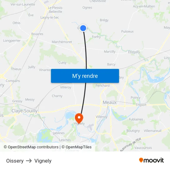 Oissery to Vignely map