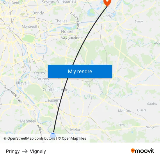 Pringy to Vignely map
