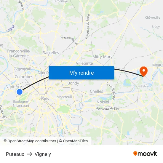 Puteaux to Vignely map