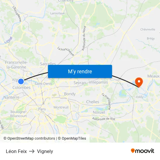 Léon Feix to Vignely map