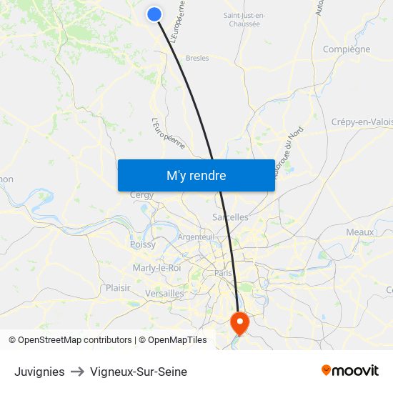 Juvignies to Vigneux-Sur-Seine map