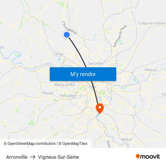 Arronville to Vigneux-Sur-Seine map