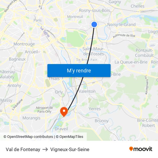 Val de Fontenay to Vigneux-Sur-Seine map