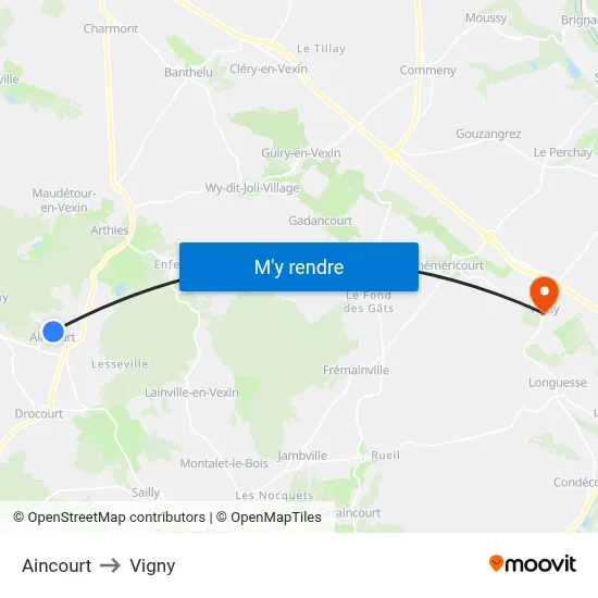 Aincourt to Vigny map
