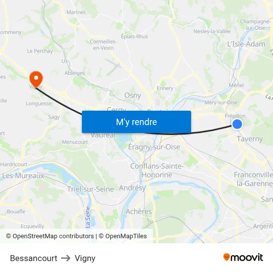 Bessancourt to Vigny map