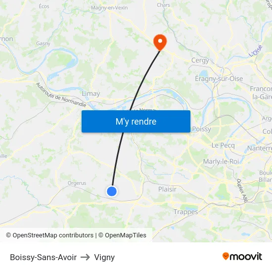 Boissy-Sans-Avoir to Vigny map