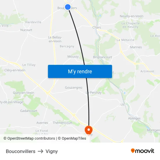 Bouconvillers to Vigny map