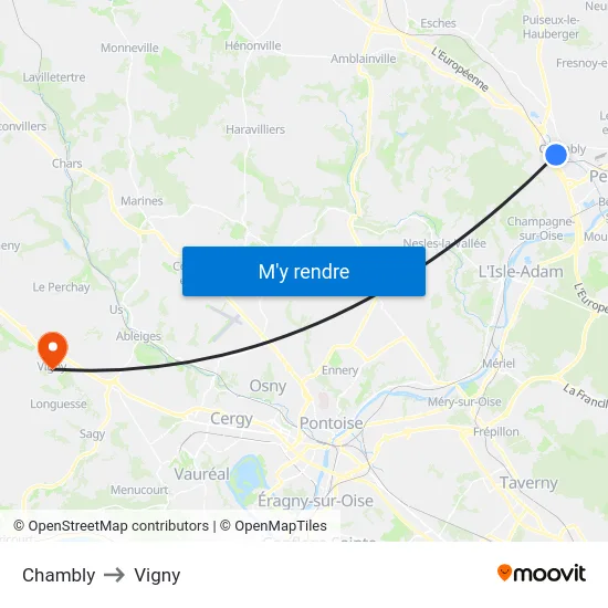 Chambly to Vigny map
