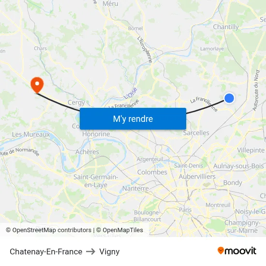 Chatenay-En-France to Vigny map