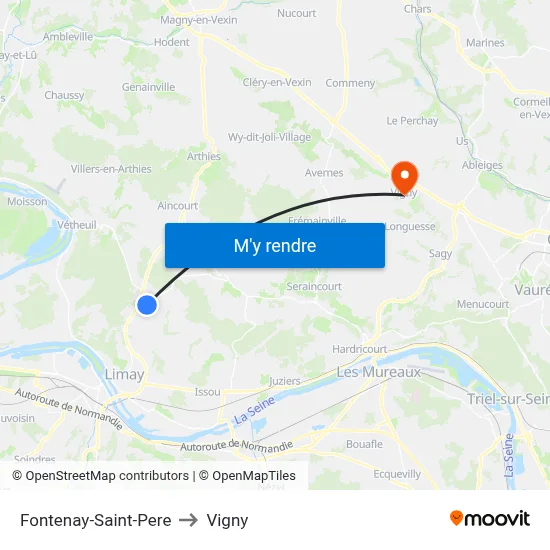 Fontenay-Saint-Pere to Vigny map