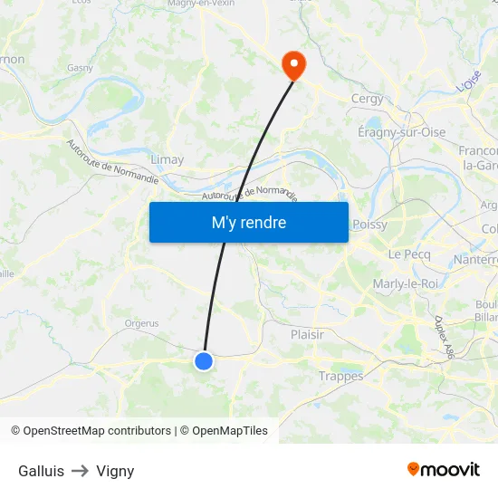 Galluis to Vigny map