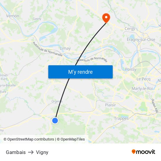 Gambais to Vigny map