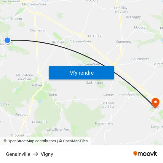 Genainville to Vigny map