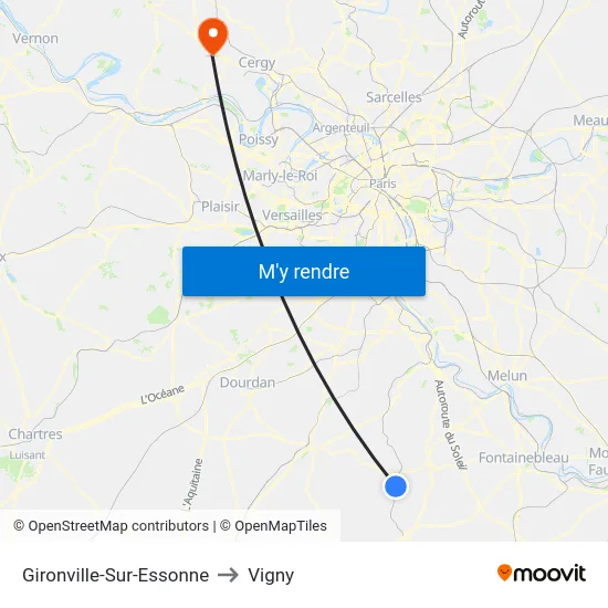 Gironville-Sur-Essonne to Vigny map