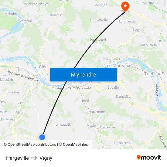 Hargeville to Vigny map