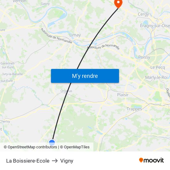La Boissiere-Ecole to Vigny map