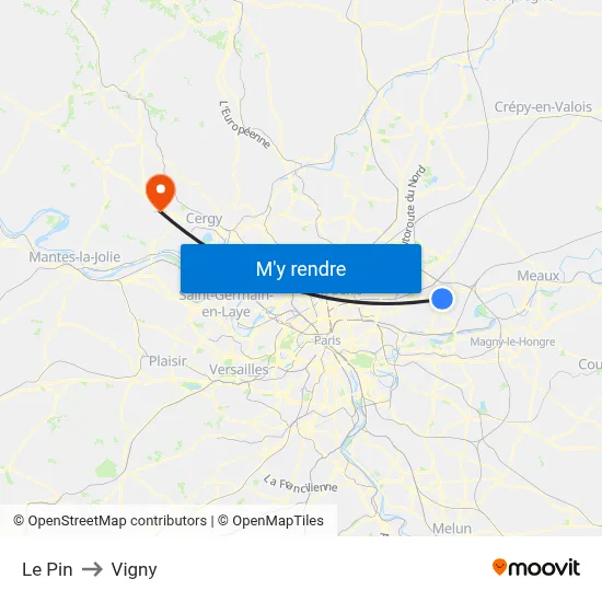 Le Pin to Vigny map