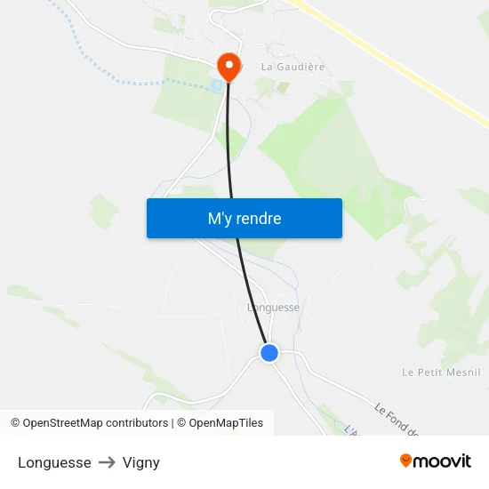 Longuesse to Vigny map