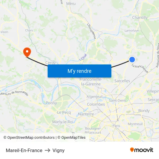 Mareil-En-France to Vigny map