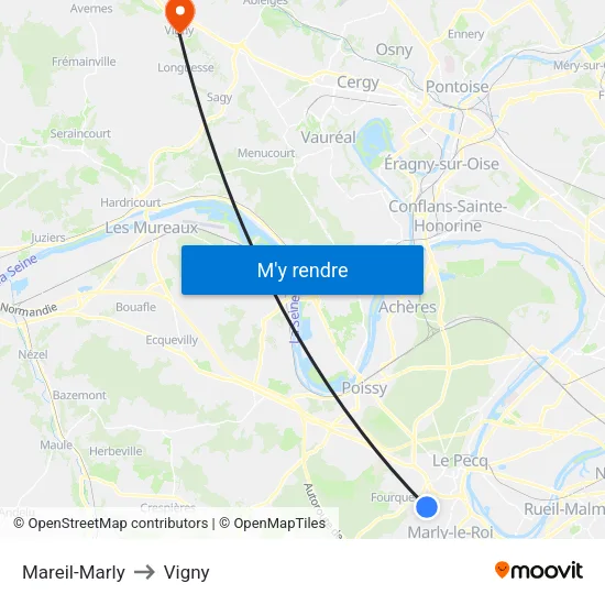 Mareil-Marly to Vigny map