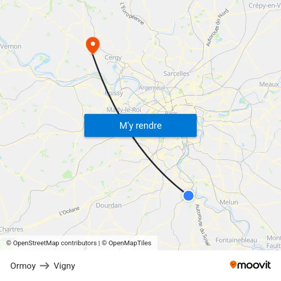 Ormoy to Vigny map