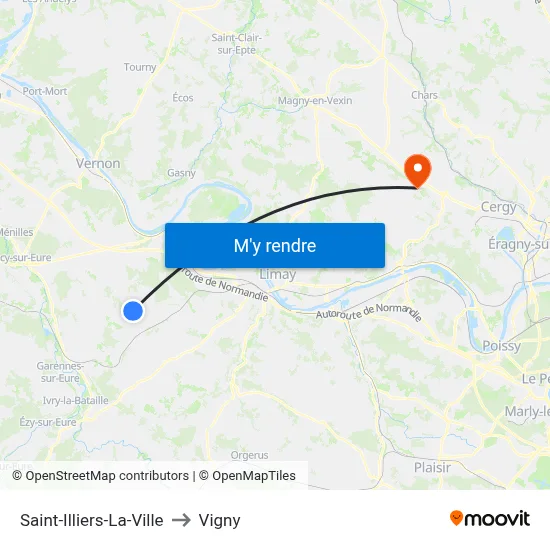 Saint-Illiers-La-Ville to Vigny map