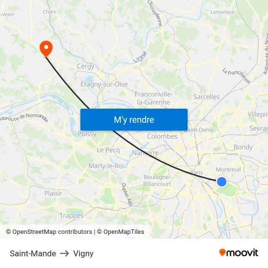 Saint-Mande to Vigny map