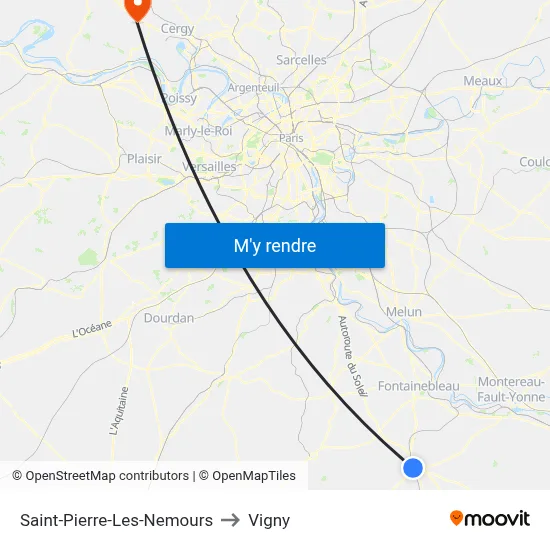 Saint-Pierre-Les-Nemours to Vigny map