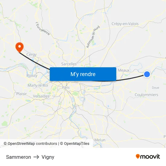 Sammeron to Vigny map