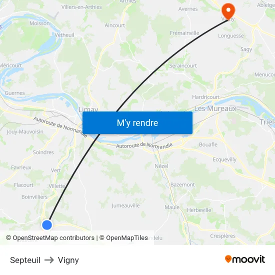 Septeuil to Vigny map