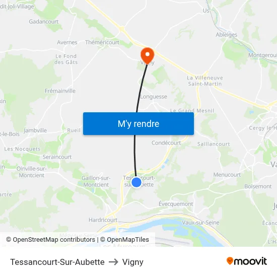 Tessancourt-Sur-Aubette to Vigny map