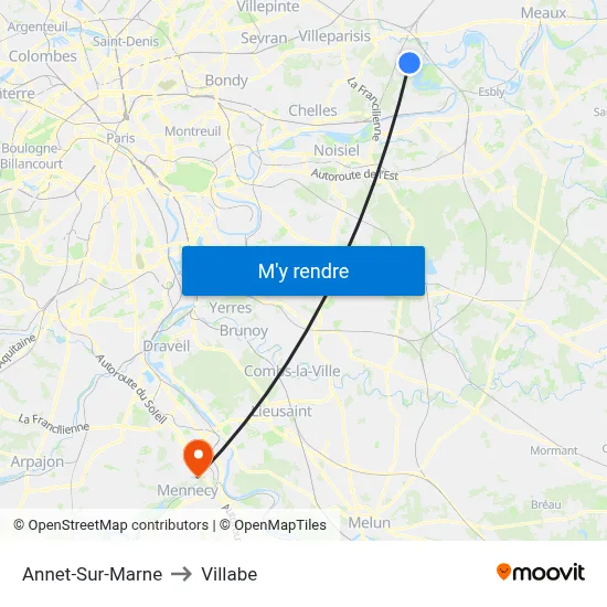 Annet-Sur-Marne to Villabe map