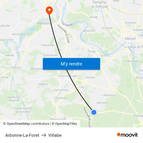 Arbonne-La-Foret to Villabe map