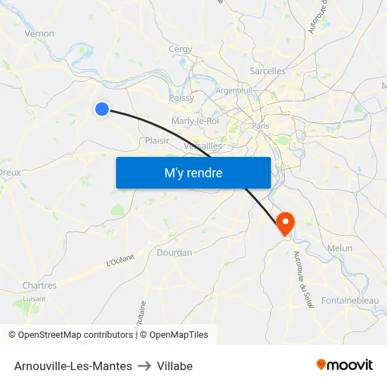 Arnouville-Les-Mantes to Villabe map