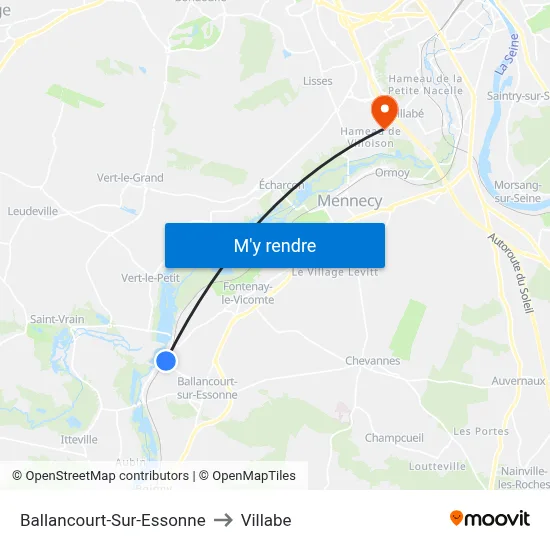 Ballancourt-Sur-Essonne to Villabe map