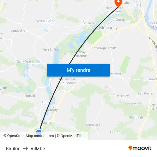 Baulne to Villabe map