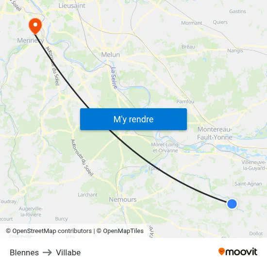Blennes to Villabe map