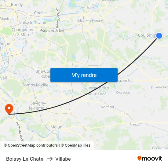 Boissy-Le-Chatel to Villabe map