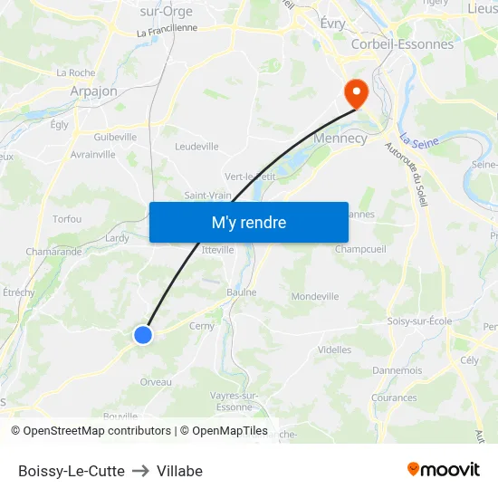Boissy-Le-Cutte to Villabe map
