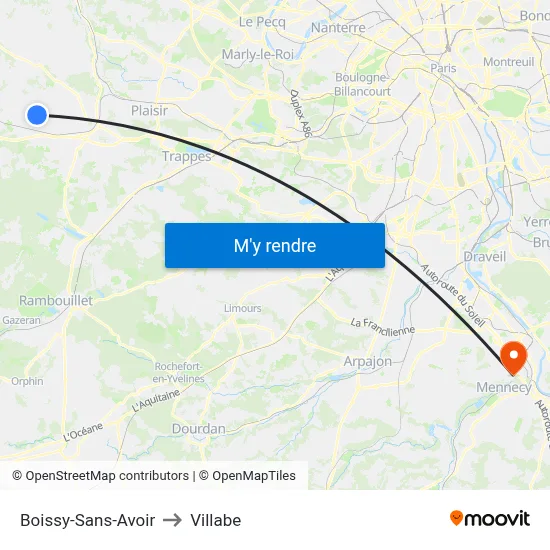 Boissy-Sans-Avoir to Villabe map