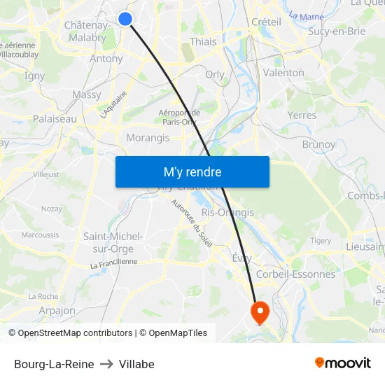 Bourg-La-Reine to Villabe map